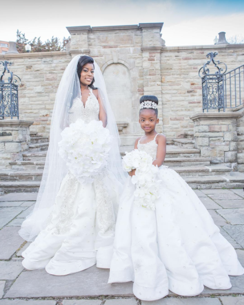 Black Wedding Moment Of The Day: Bride And Her Daughter In Matching Gowns Is The Sweetest
